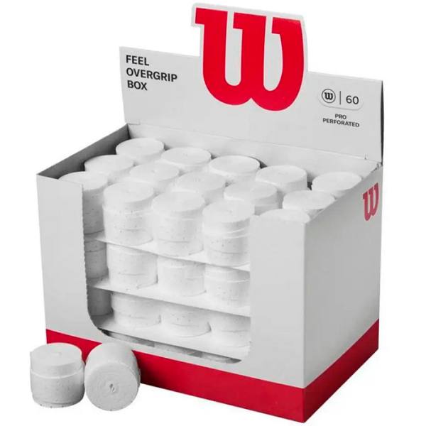 Caja de Overgrips Wilson blancos perforados Caja de Overgrips Wilson blancos perforados