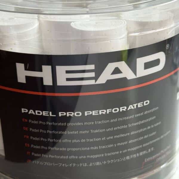 Detalle del Tambor 60 Overgrips HEAD Padel Pro Blancos Perforados