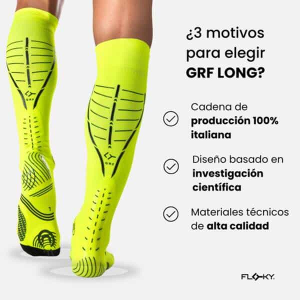 Detalle de los Calcetines Floky GRF Long Amarillo Flúor