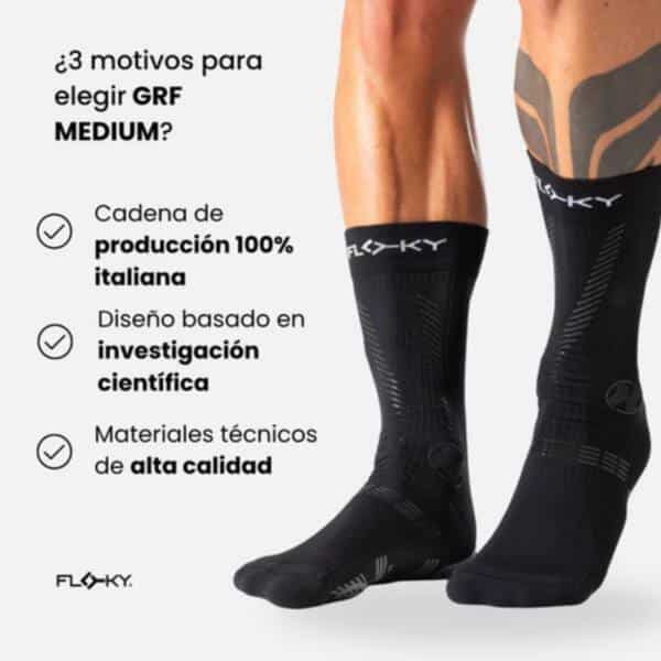 Detalles de los Calcetines Floky GRF Medium Negros